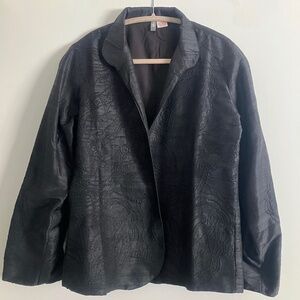 NWOT Anu Embroidered 100% Raw Silk Black Jacket Size M Open Front